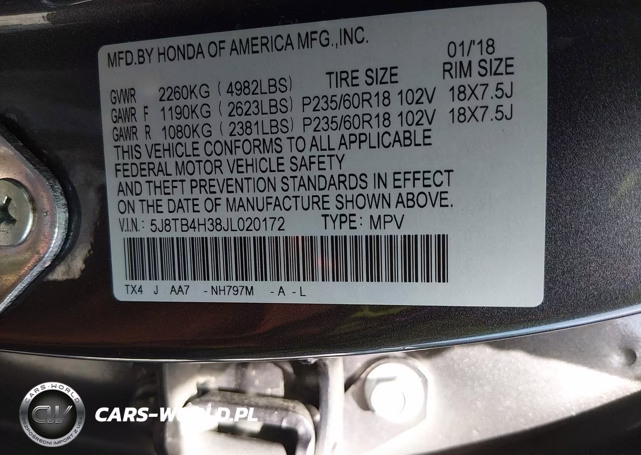 2018 Acura Rdx Acurawatch Plus Package VIN:5J8TB4H38JL020172 - 9