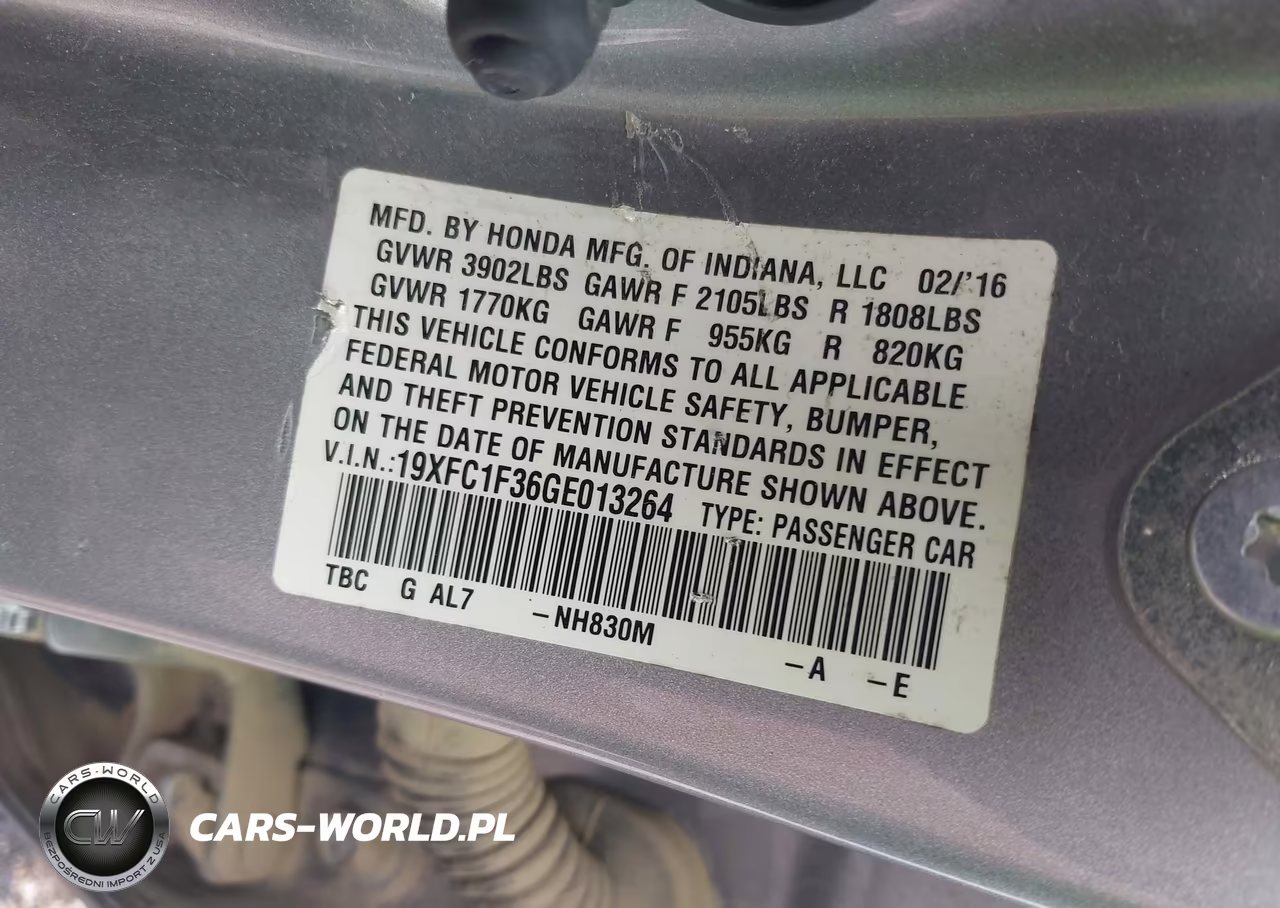 2016 Honda Civic Ex-T VIN:19XFC1F36GE013264 - 9