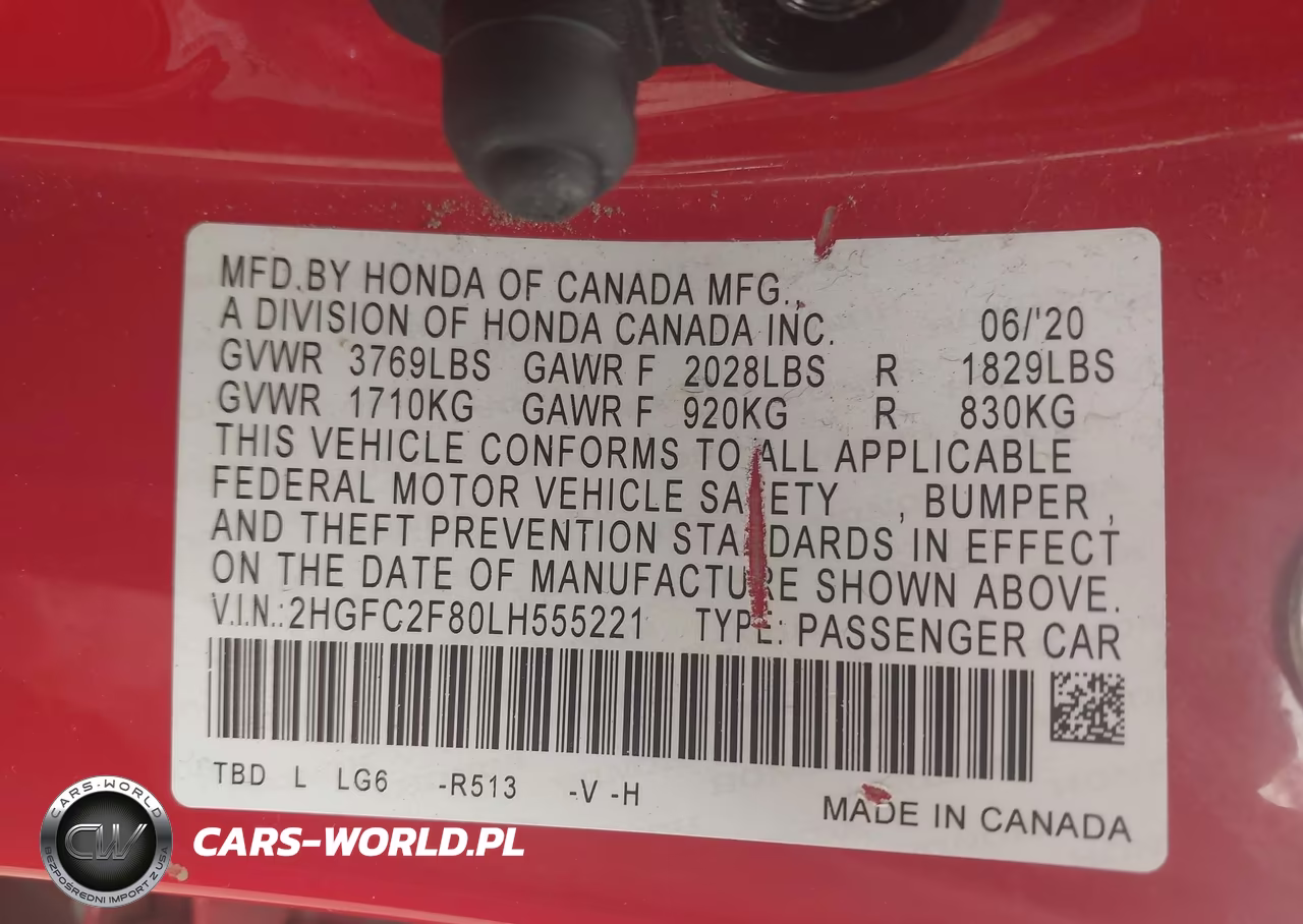2020 Honda Civic Sport VIN:2HGFC2F80LH555221 - 8