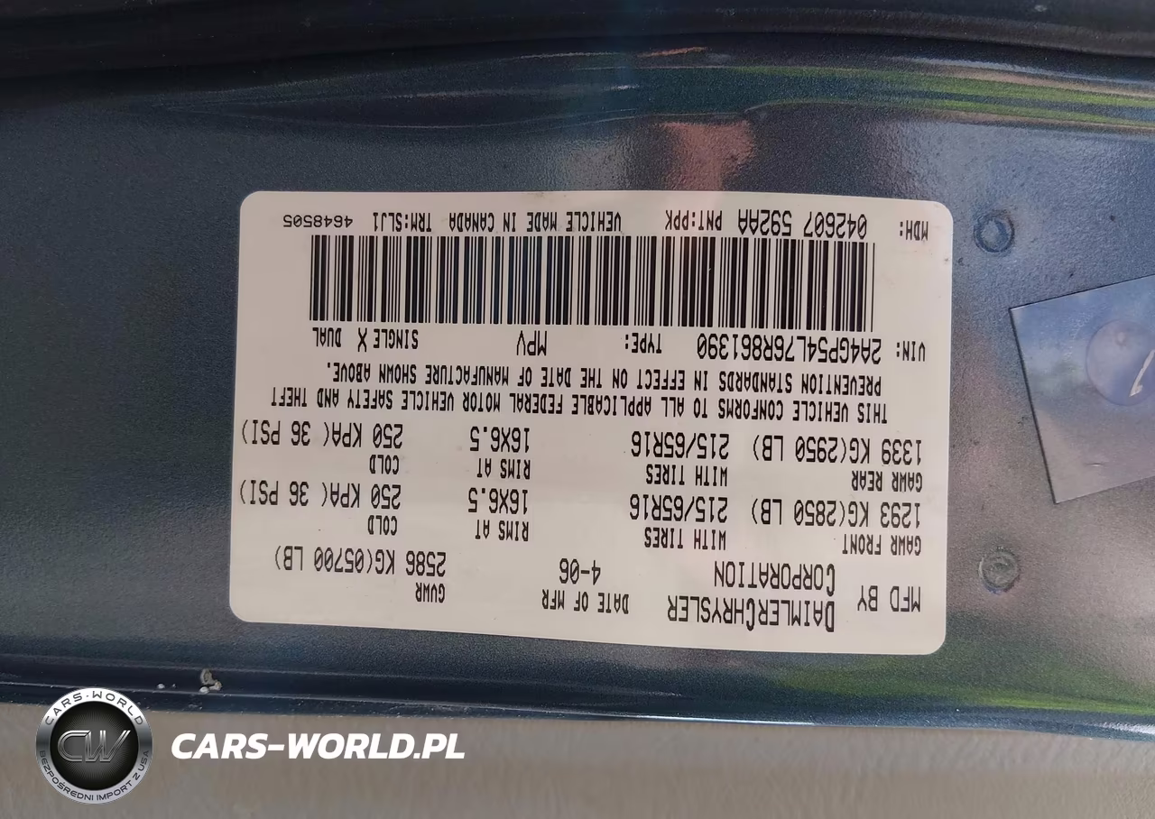 2006 Chrysler Town & Country Touring VIN:2A4GP54L76R861390 - 9