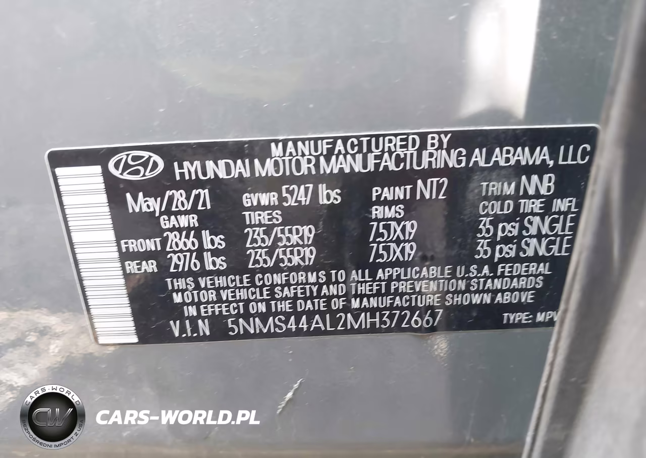 2021 Hyundai Santa Fe Limited VIN:5NMS44AL2MH372667 - 9