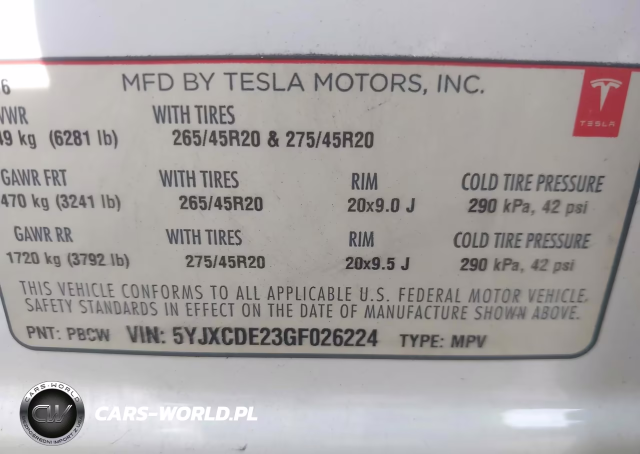 2016 Tesla Model X 60D-70D-75D-90D VIN:5YJXCDE23GF026224 - 9