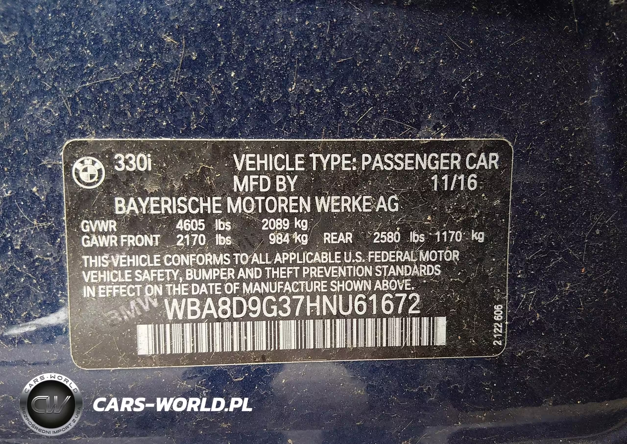 2017 BMW 330I xDrive VIN:WBA8D9G37HNU61672 - 9