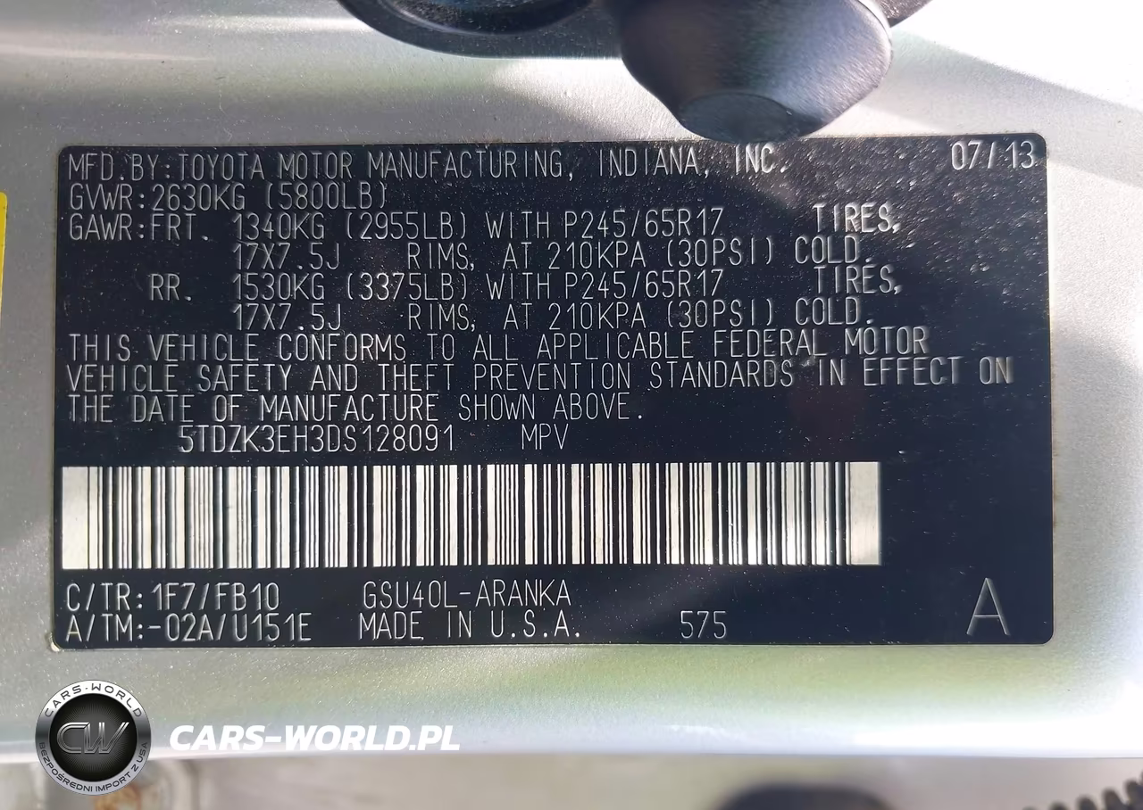 2013 Toyota Highlander Base V6 VIN:5TDZK3EH3DS128091 - 9