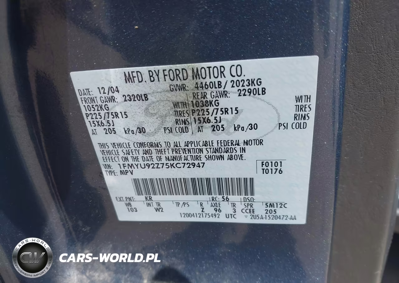 2005 Ford Escape Xls VIN:1FMYU92Z75KC72947 - 9