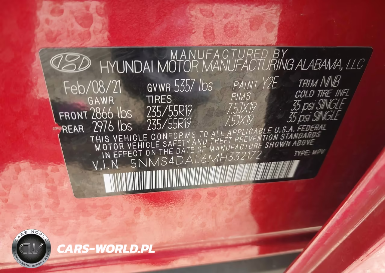 2021 Hyundai Santa Fe Limited VIN:5NMS4DAL6MH332172 - 9