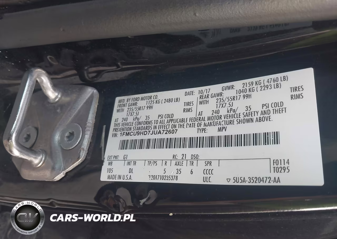 2018 Ford Escape Sel VIN:1FMCU9HD7JUA72607 - 9