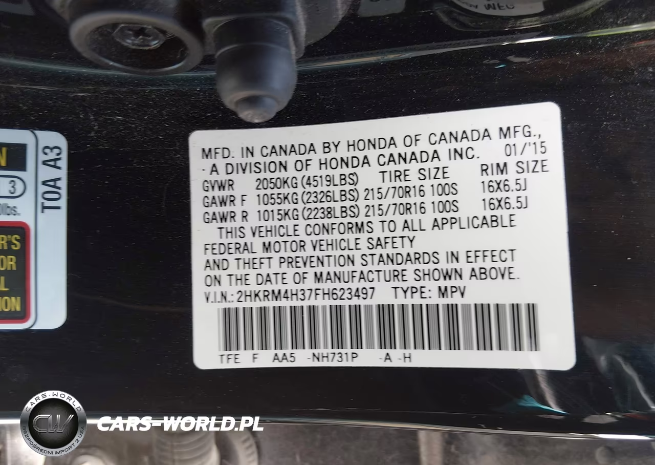 2015 Honda Cr-V Lx VIN:2HKRM4H37FH623497 - 9