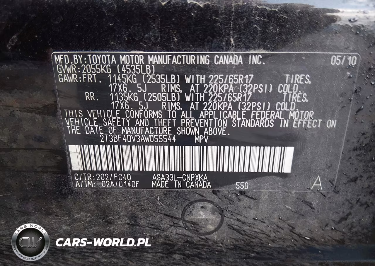 2010 Toyota Rav4 VIN:2T3BF4DV3AW055544 - 9