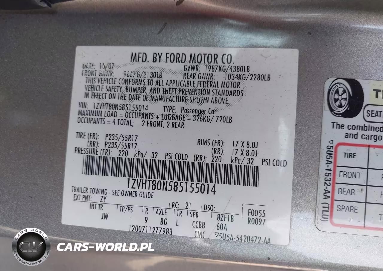 2008 Ford Mustang V6 Deluxe-V6 Premium VIN:1ZVHT80N585155014 - 9