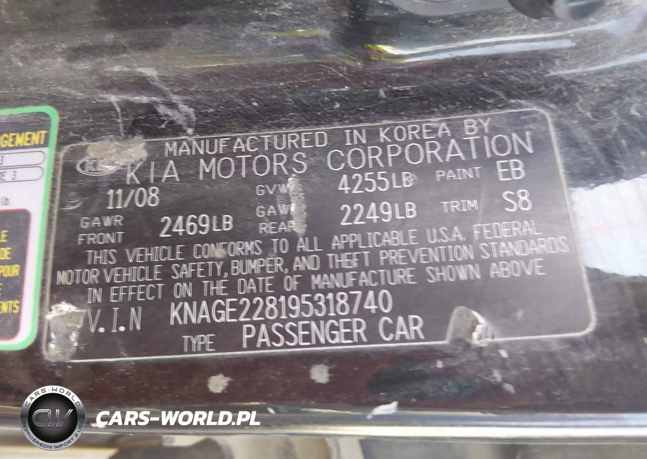 2009 Kia Optima Lx VIN:KNAGE228195318740 - 9