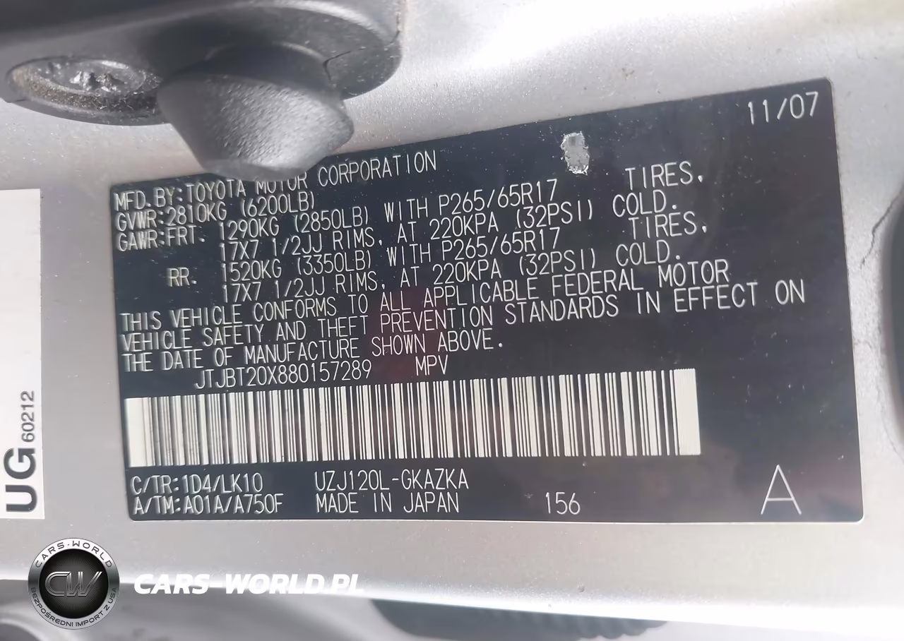 2008 Lexus Gx 470 VIN:JTJBT20X880157289 - 9