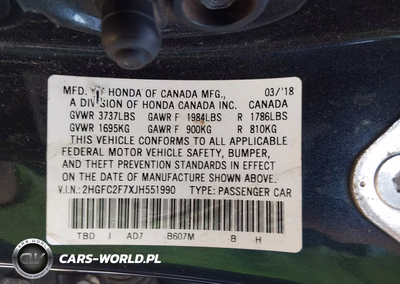 2018 Honda Civic Ex VIN:2HGFC2F7XJH551990 - 9