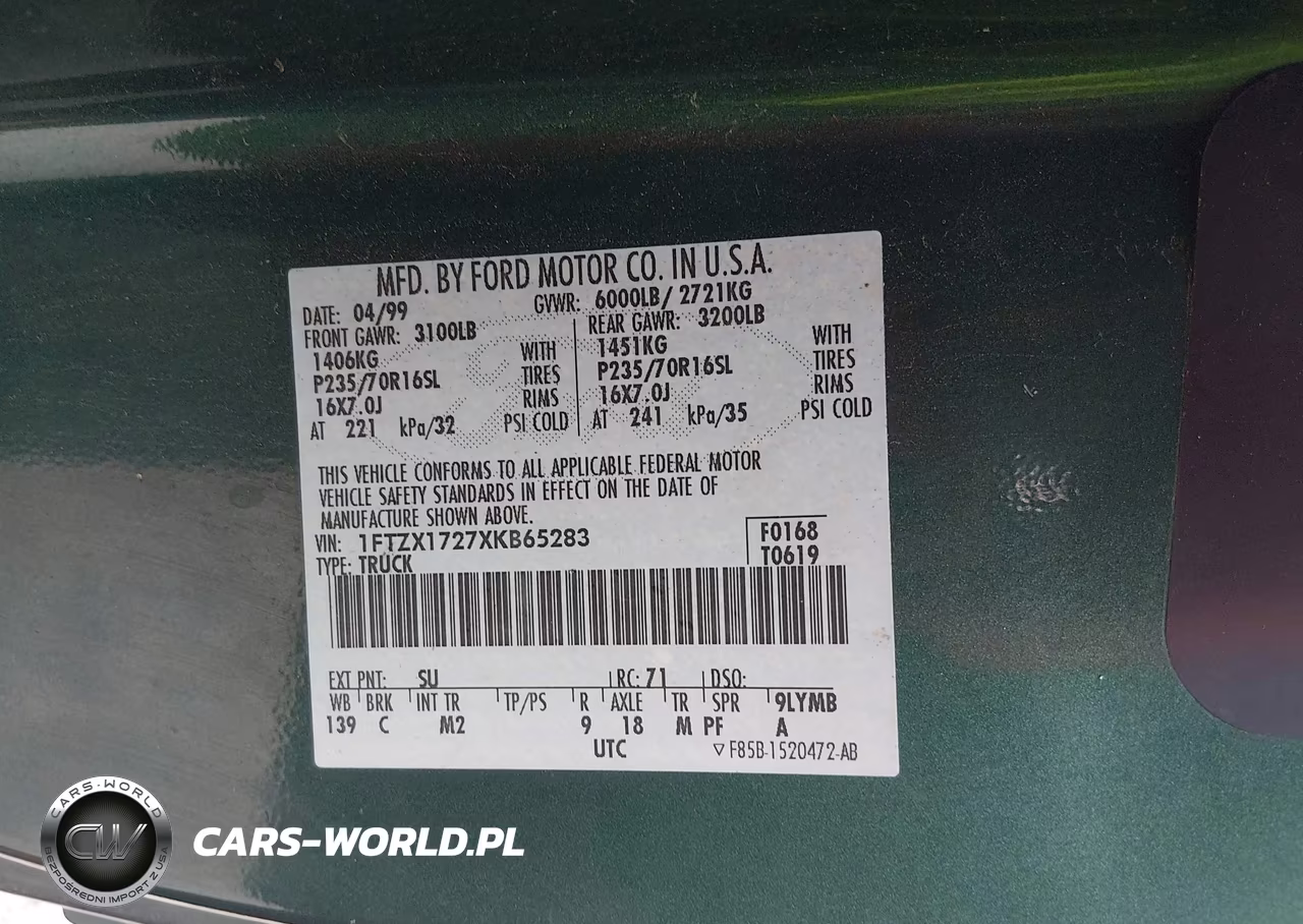 1999 Ford F-150 Work Series-Xl-Xlt VIN:1FTZX1727XKB65283 - 9