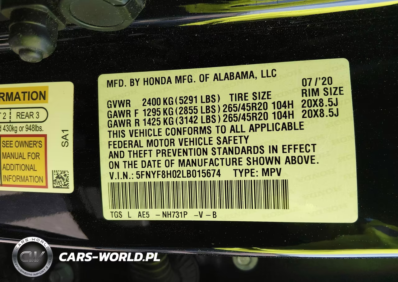 2020 Honda Passport Awd Elite VIN:5FNYF8H02LB015674 - 9