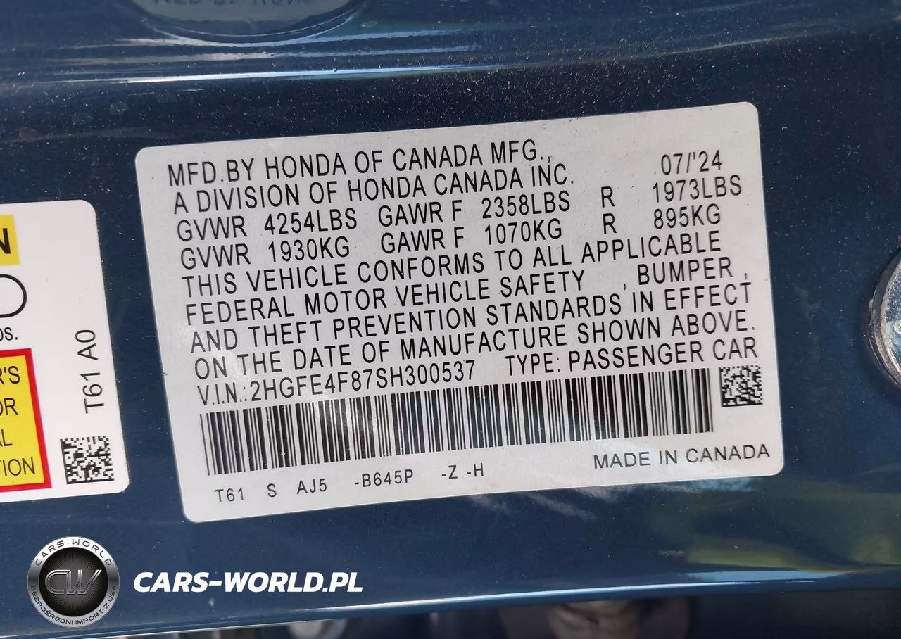 2025 Honda Civic Hybrid Sport-Sport Touring VIN:2HGFE4F87SH300537 - 9