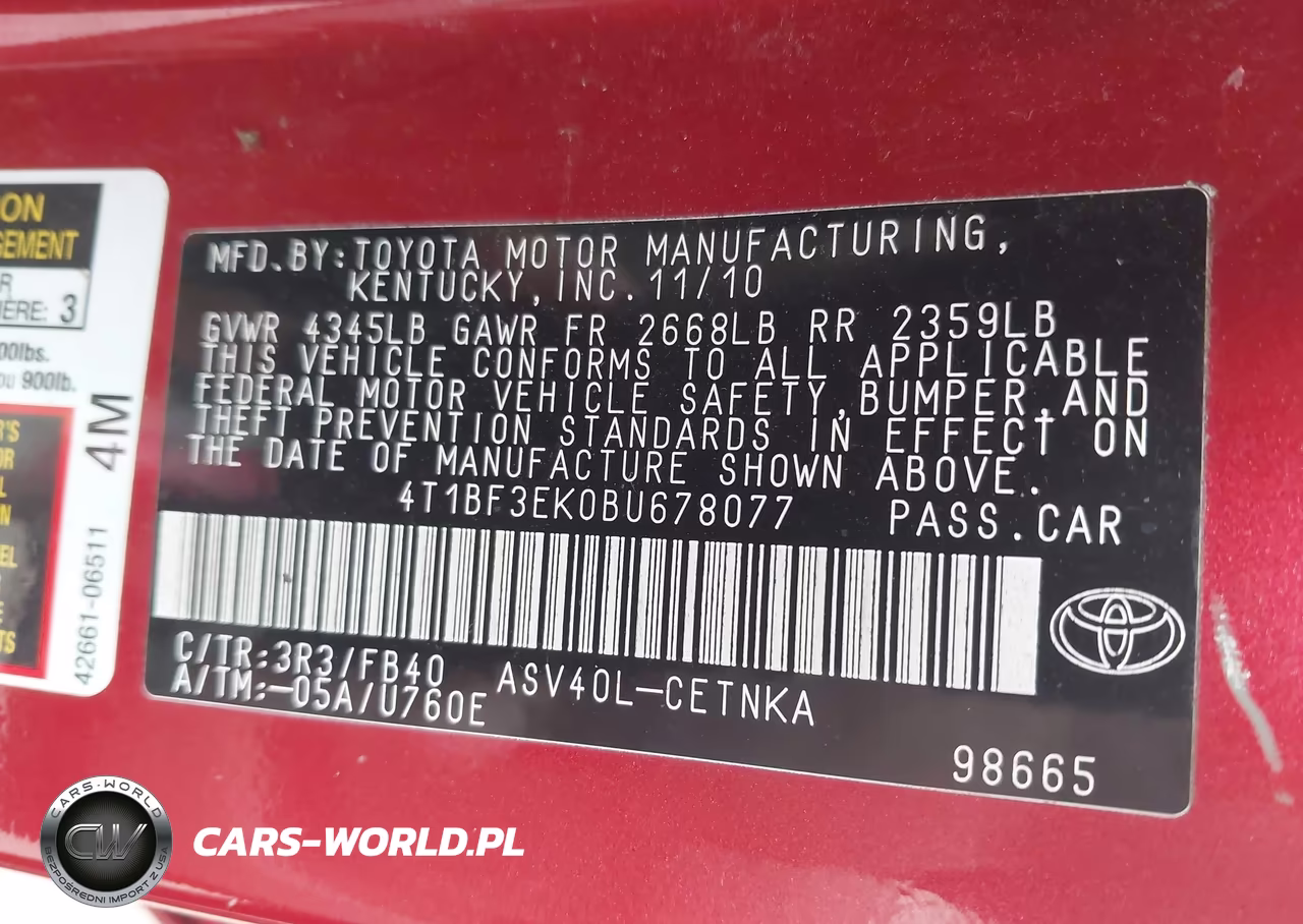 2011 Toyota Camry Le VIN:4T1BF3EK0BU678077 - 9
