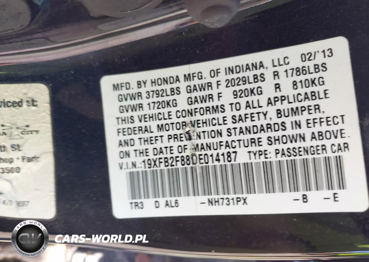 2013 Honda Civic Ex VIN:19XFB2F88DE014187 - 9