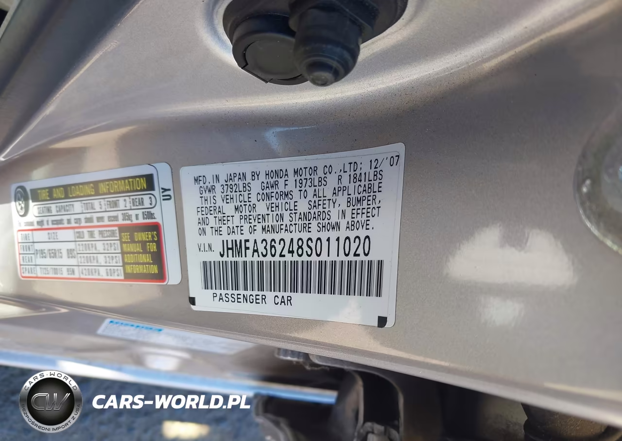 2008 Honda Civic Hybrid VIN:JHMFA36248S011020 - 9