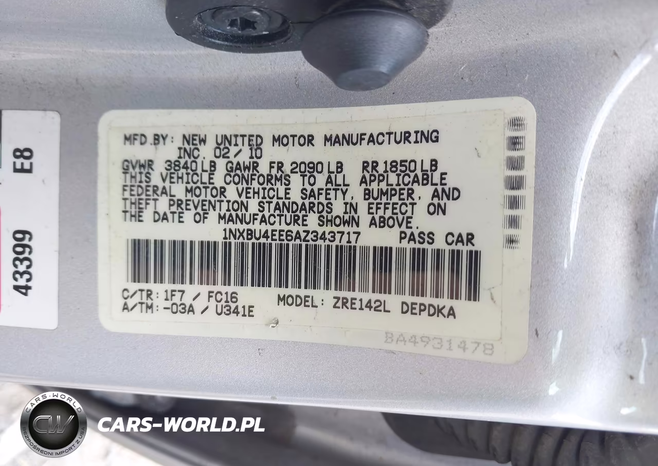 2010 Toyota Corolla Le VIN:1NXBU4EE6AZ343717 - 9