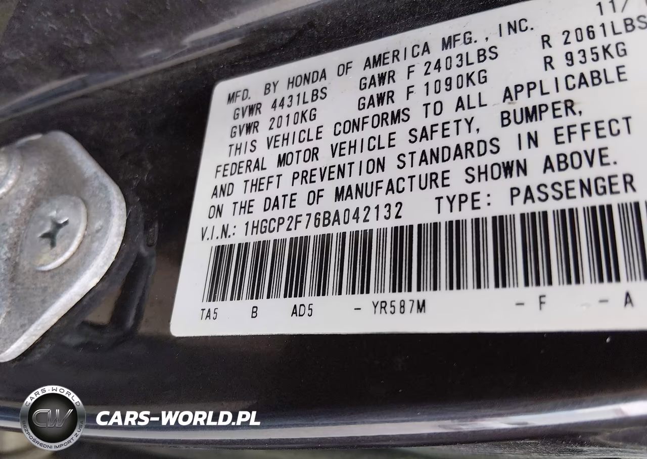 2011 Honda Accord 2.4 Ex VIN:1HGCP2F76BA042132 - 9