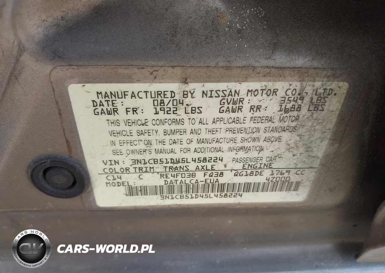 2005 Nissan Sentra 1.8 VIN:3N1CB51D45L458224 - 9