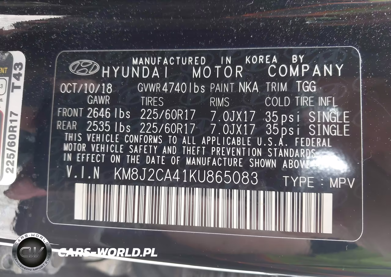 2019 Hyundai Tucson Se VIN:KM8J2CA41KU865083 - 9