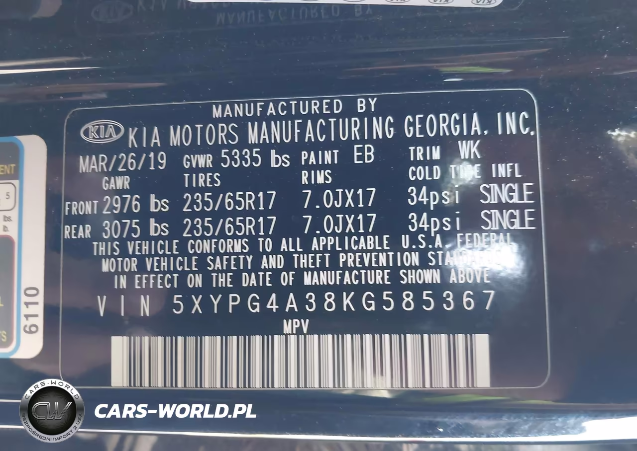 2019 Kia Sorento 2.4L L VIN:5XYPG4A38KG585367 - 9
