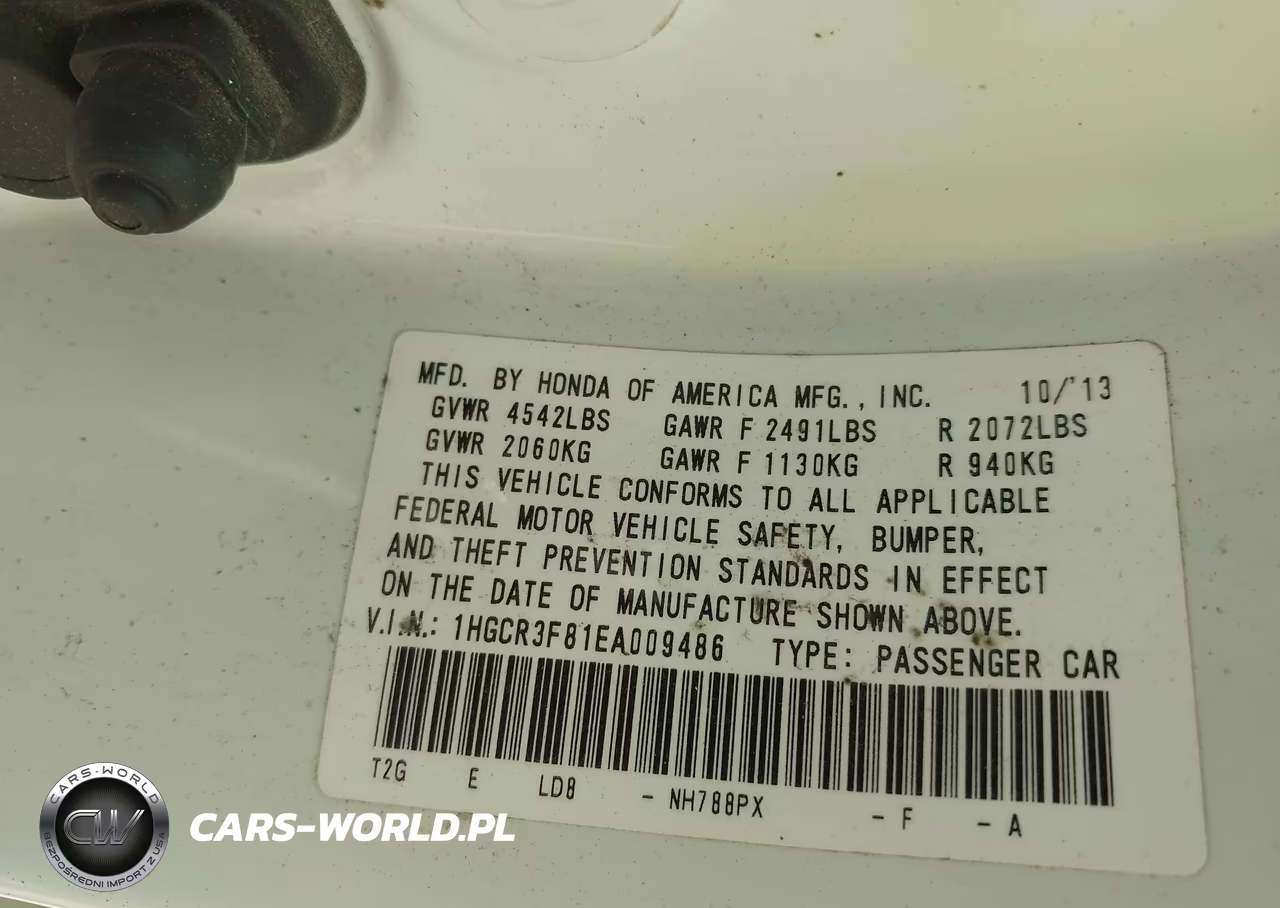 2014 Honda Accord Ex-L V-6 VIN:1HGCR3F81EA009486 - 9