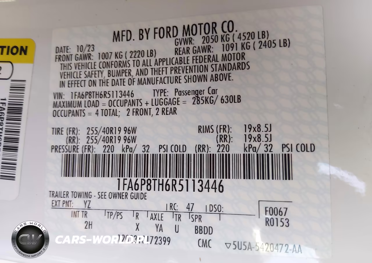 2024 Ford Mustang Ecoboost Fastback VIN:1FA6P8TH6R5113446 - 9