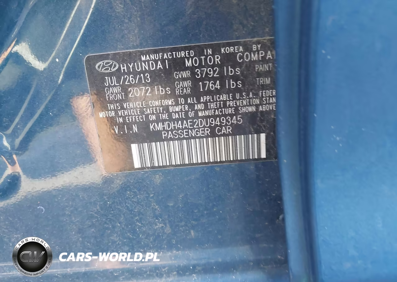 2013 Hyundai Elantra Gls (Ulsan Plant) VIN:KMHDH4AE2DU949345 - 9