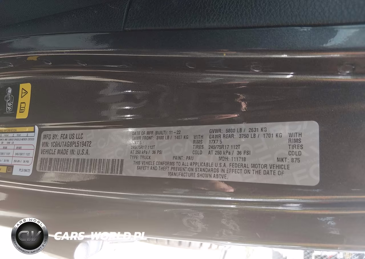 2023 Jeep Gladiator Sport S 4X4 VIN:1C6HJTAG8PL519472 - 9
