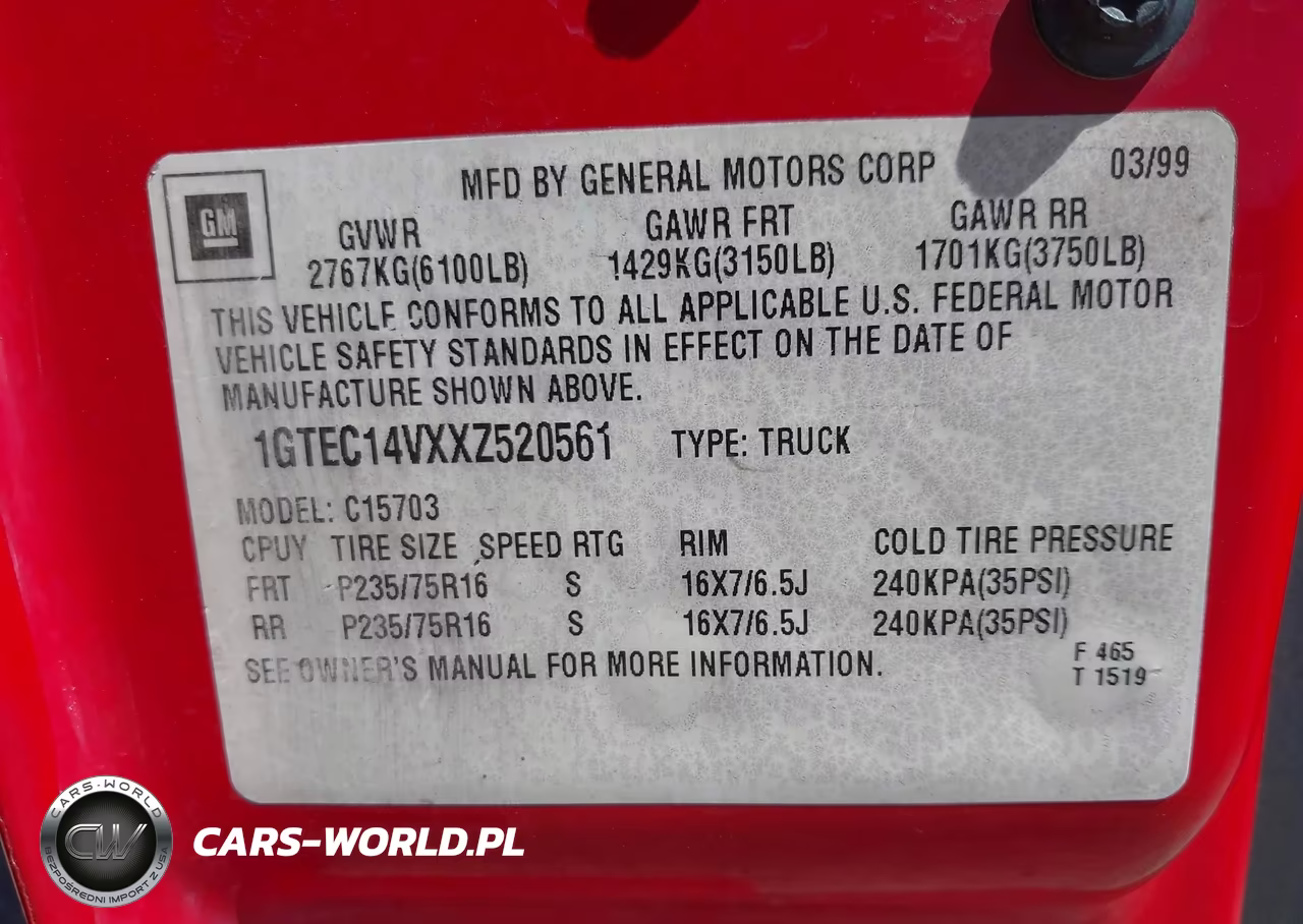 1999 GMC New Sierra 1500 Sl VIN:1GTEC14VXXZ520561 - 9