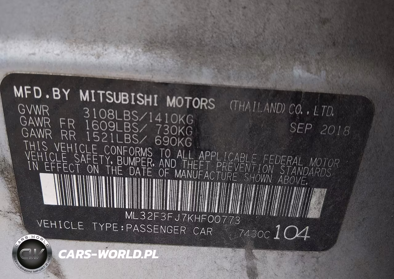 2019 Mitsubishi Mirage G4 Es VIN:ML32F3FJ7KHF00773 - 9