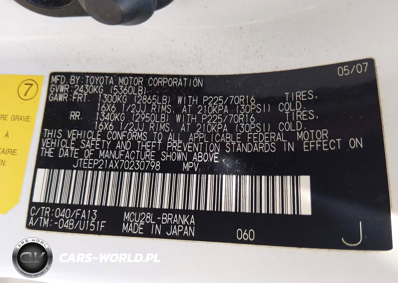 2007 Toyota Highlander 3Rd Row VIN:JTEEP21AX70230798 - 9