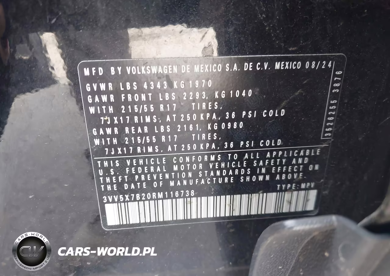 2024 Volkswagen Taos 1.5T S VIN:3VV5X7B20RM116738 - 9