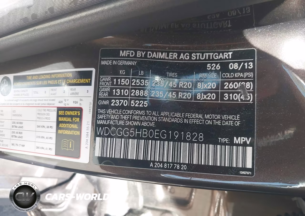 2014 Mercedes-Benz Glk 350 VIN:WDCGG5HB0EG191828 - 9