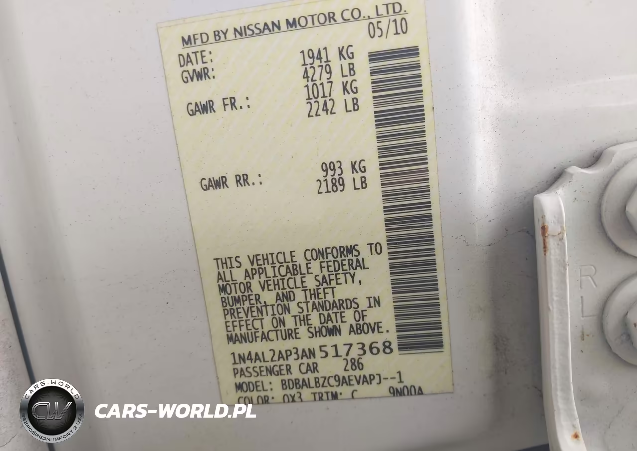 2010 Nissan Altima 2.5 S VIN:1N4AL2AP3AN517368 - 9
