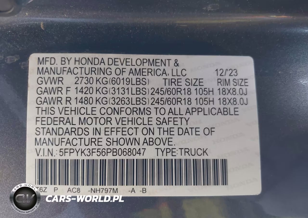 2023 Honda Ridgeline Rtl VIN:5FPYK3F56PB068047 - 9