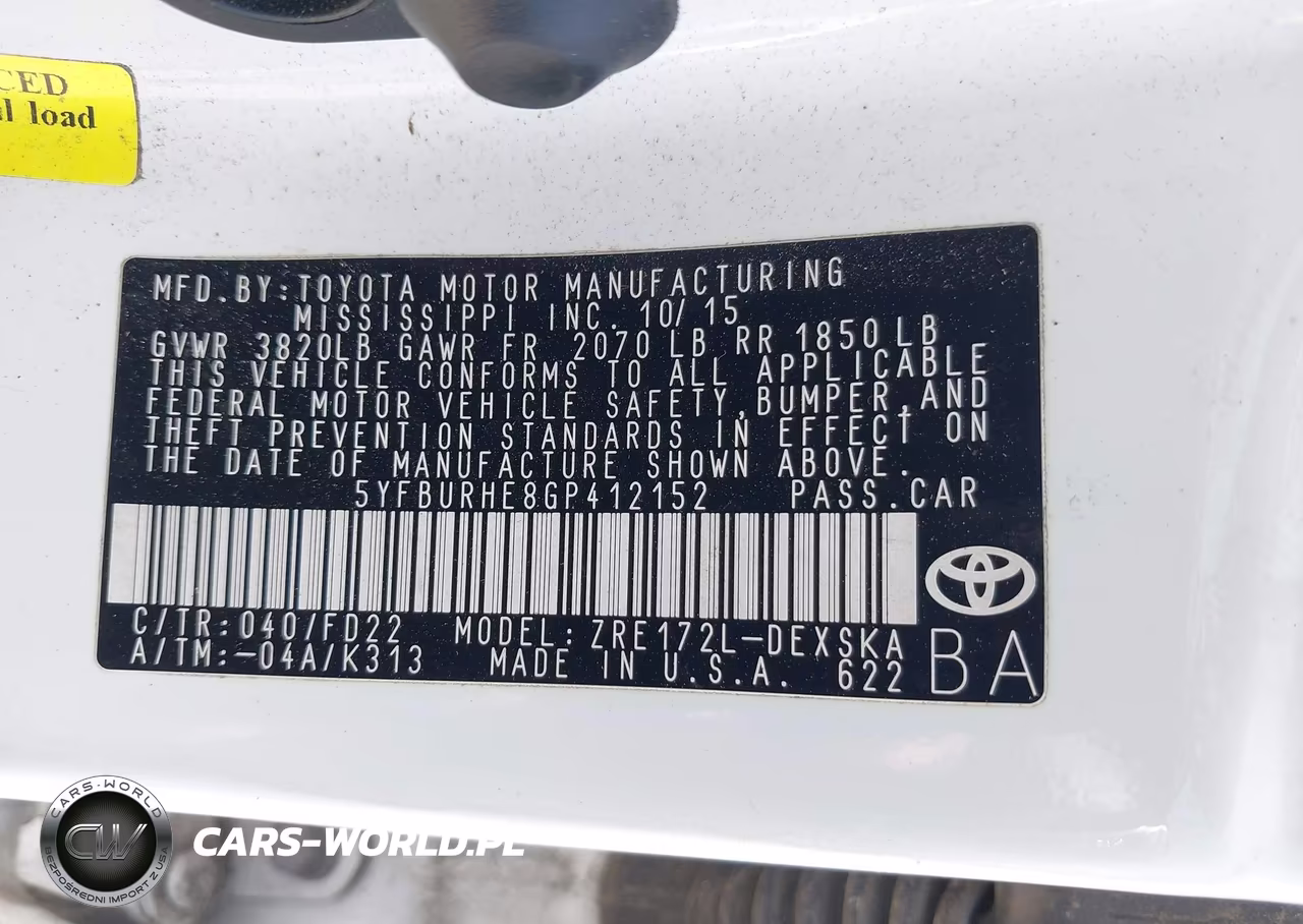 2016 Toyota Corolla S Plus VIN:5YFBURHE8GP412152 - 9