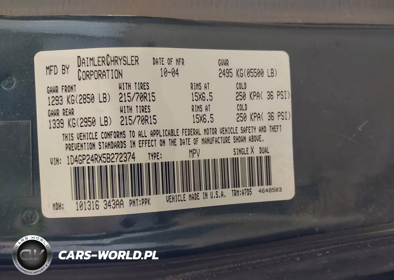2005 Dodge Caravan Se VIN:1D4GP24RX5B272374 - 9