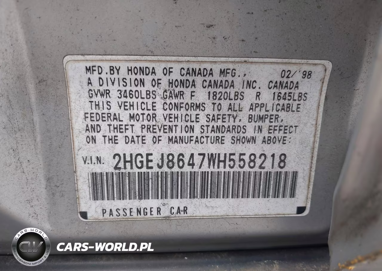 1998 Honda Civic Ex VIN:2HGEJ8647WH558218 - 9