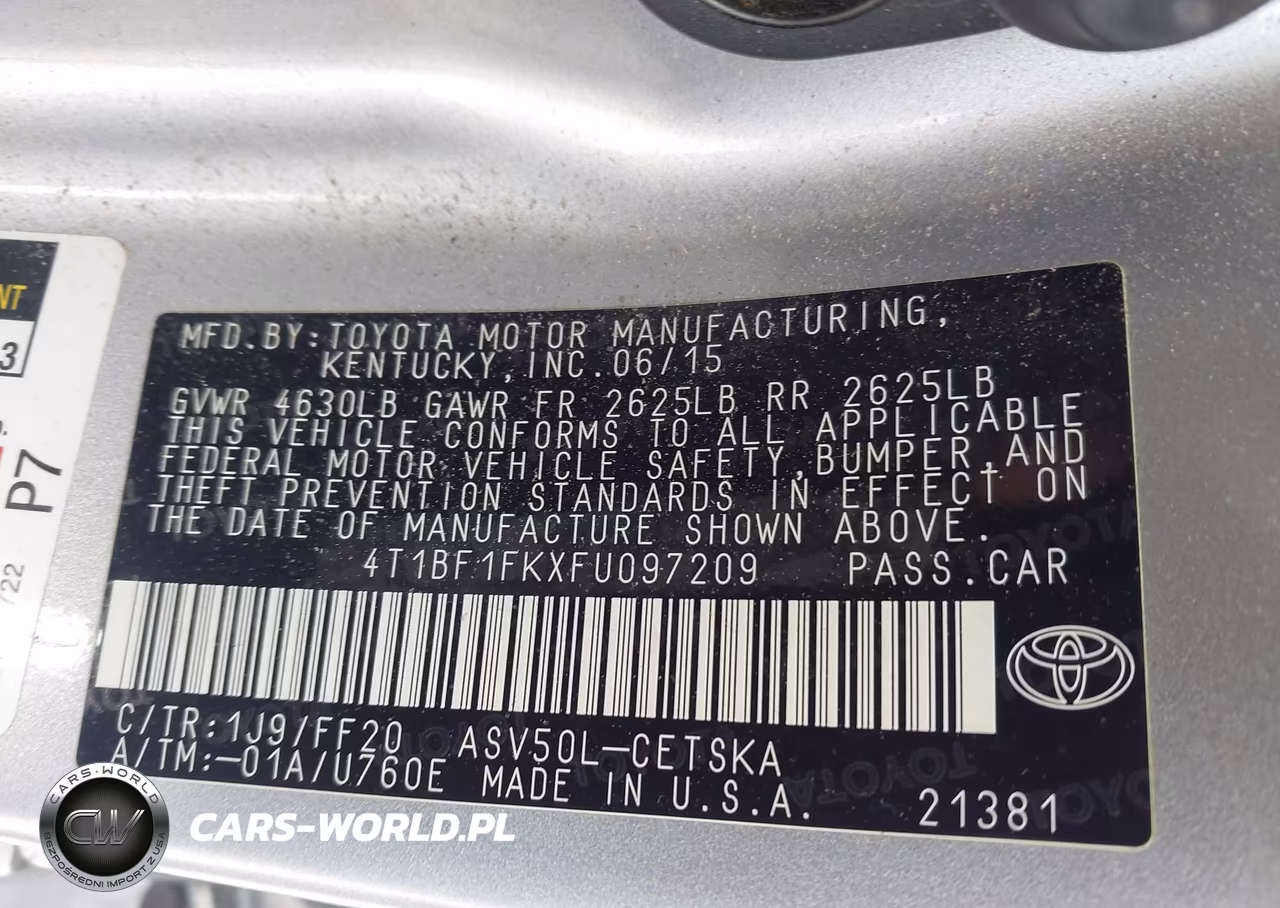 2015 Toyota Camry Se VIN:4T1BF1FKXFU097209 - 9
