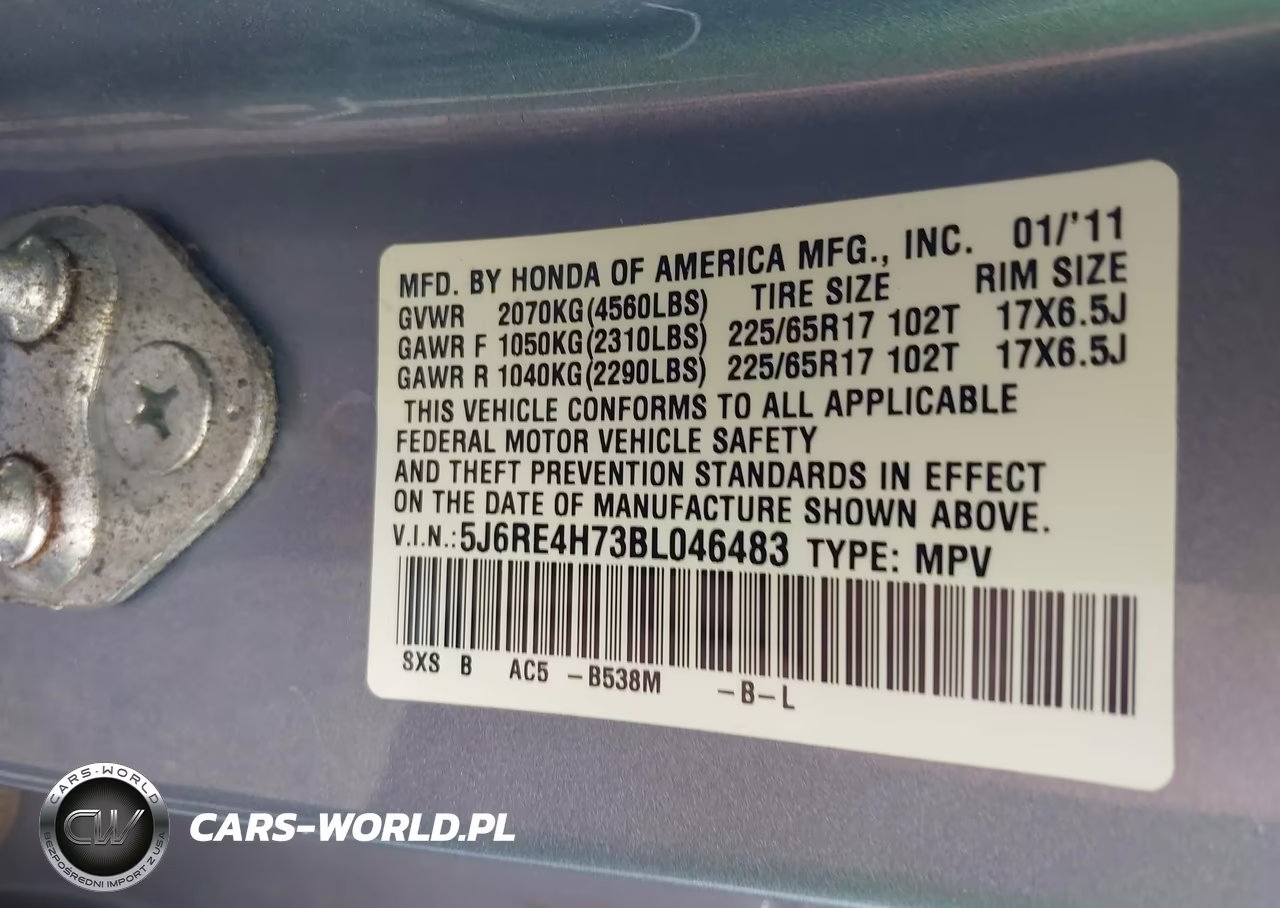 2011 Honda Cr-V Ex-L VIN:5J6RE4H73BL046483 - 9