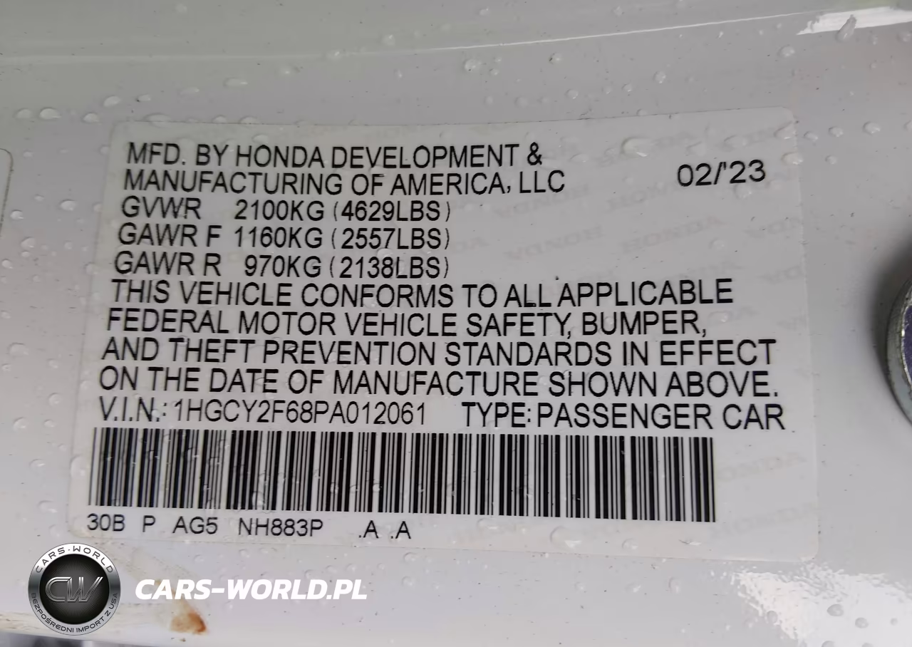 2023 Honda Accord Hybrid Ex-L VIN:1HGCY2F68PA012061 - 9