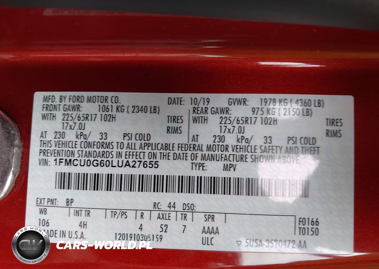 2020 Ford Escape Se VIN:1FMCU0G60LUA27655 - 9