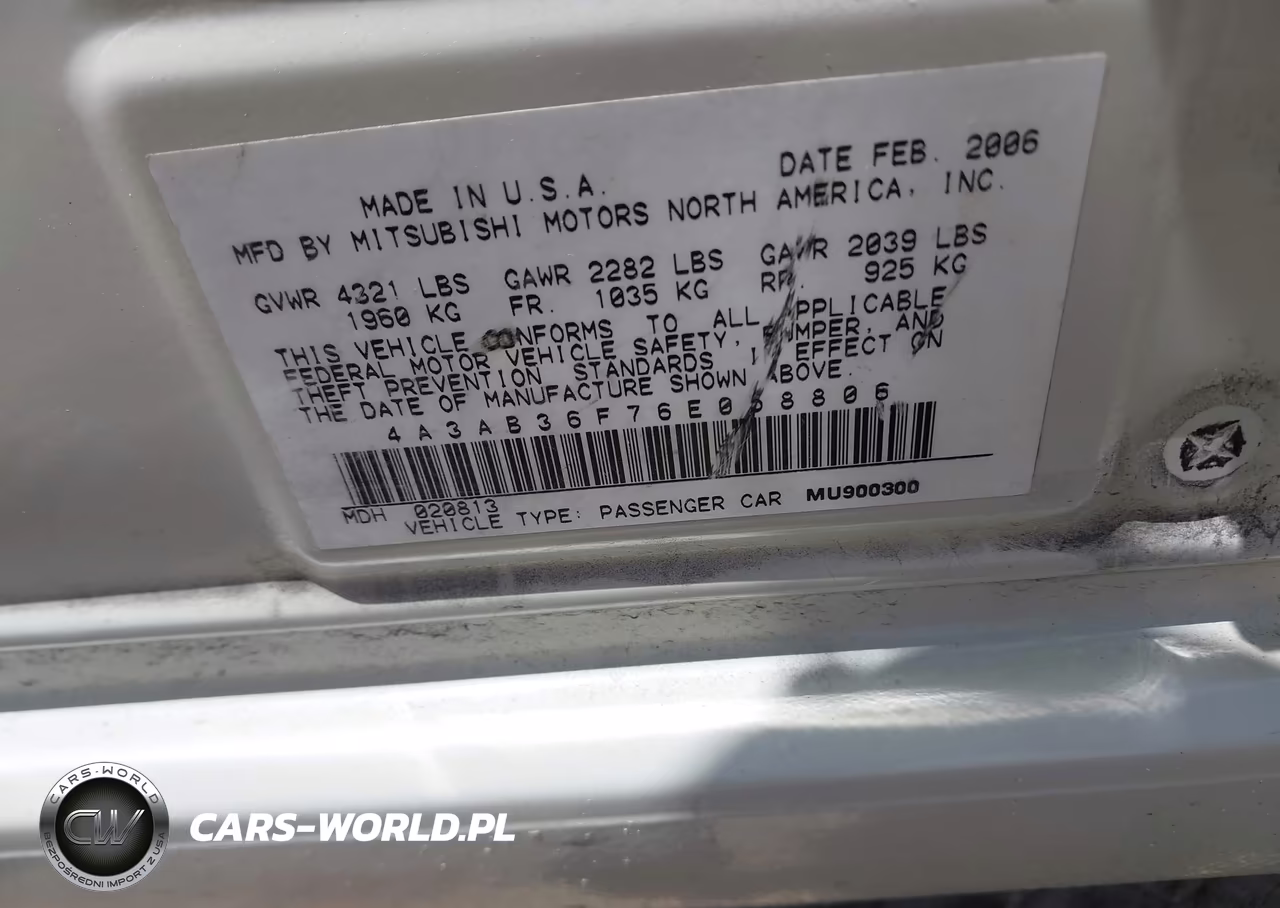 2006 Mitsubishi Galant Es-Se VIN:4A3AB36F76E058806 - 9