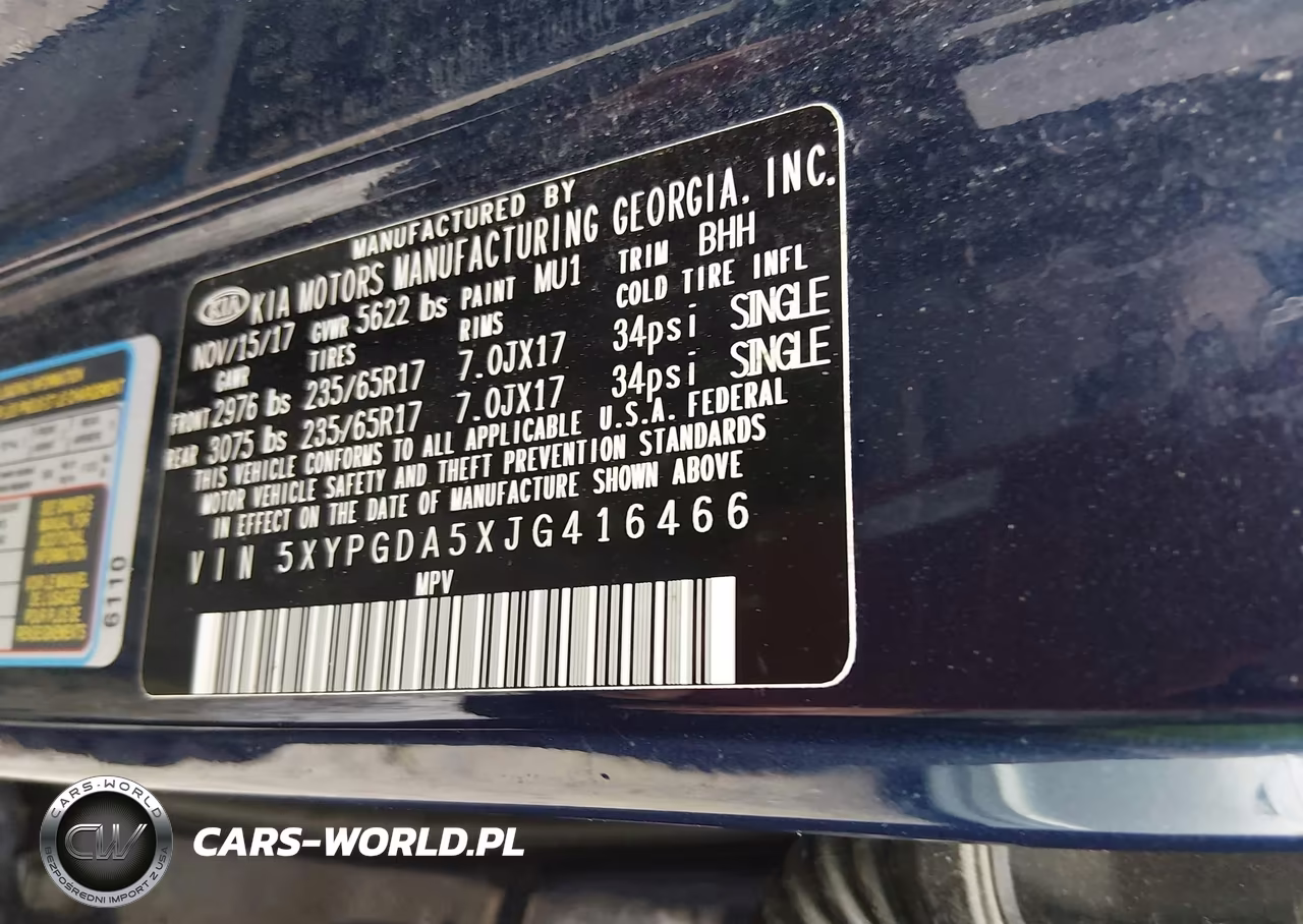 2018 Kia Sorento 3.3L Lx VIN:5XYPGDA5XJG416466 - 9