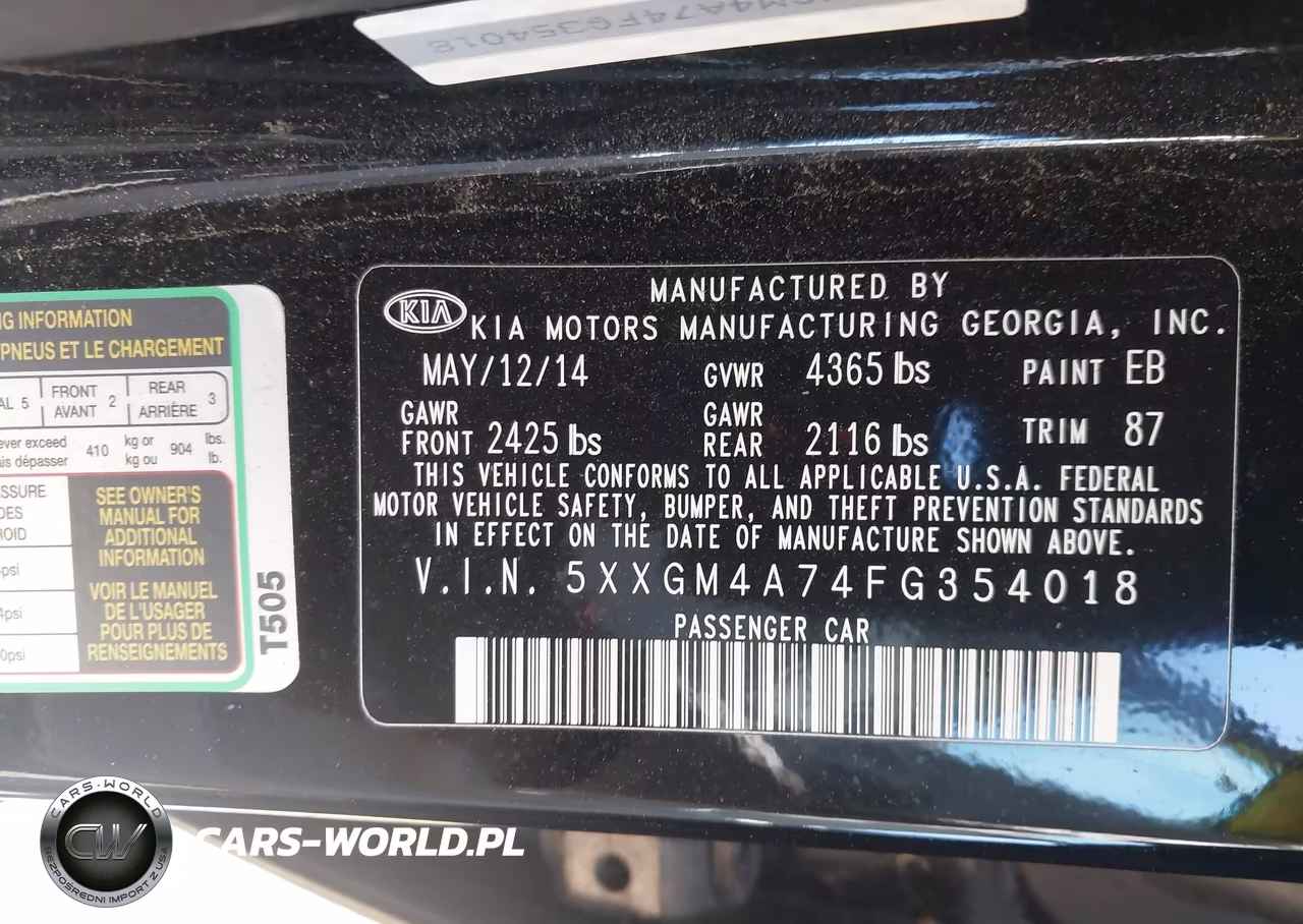 2015 Kia Optima Lx VIN:5XXGM4A74FG354018 - 9