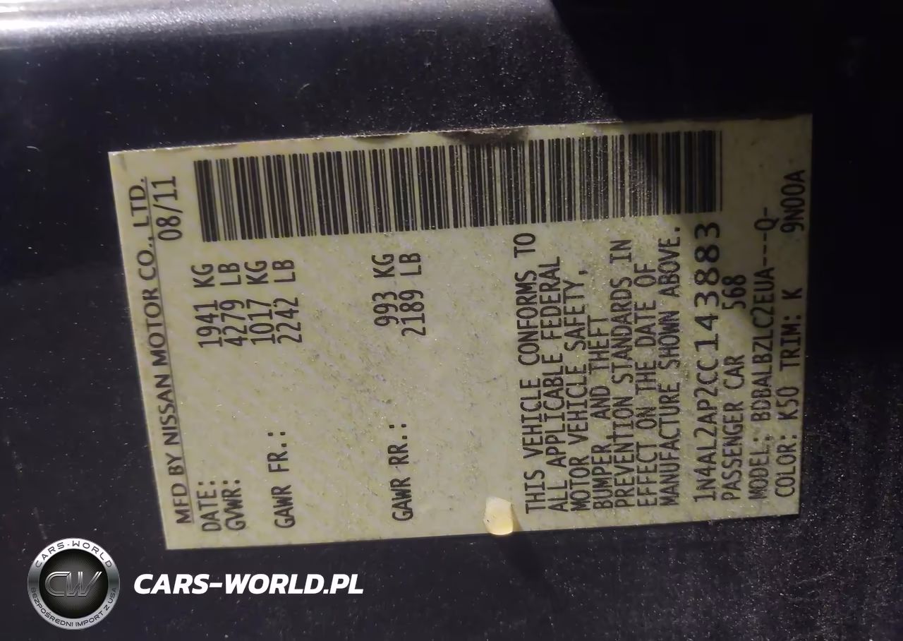2012 Nissan Altima 2.5 S VIN:1N4AL2AP2CC143883 - 9